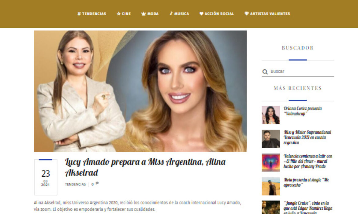 Lucy Amado prepara a Miss Argentina, Alina Akselrad