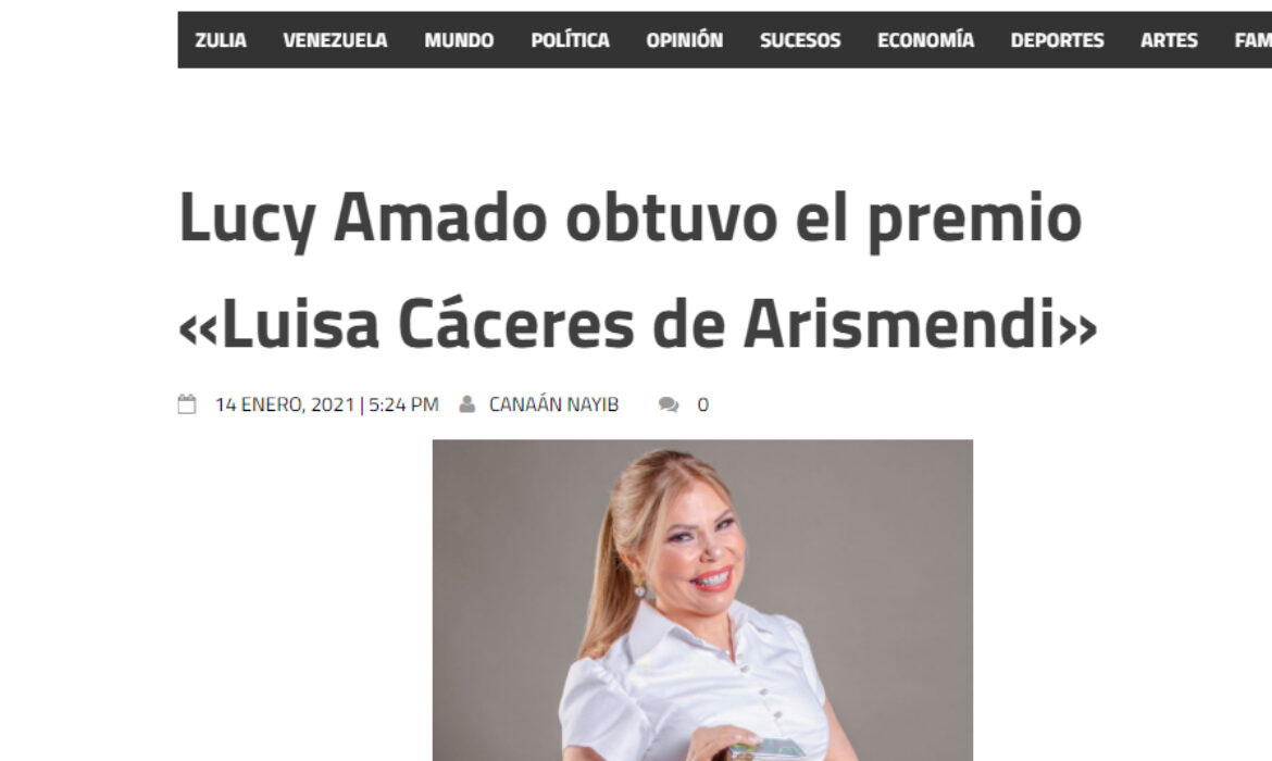 Lucy Amado obtuvo el premio «Luisa Cáceres de Arismendi»
