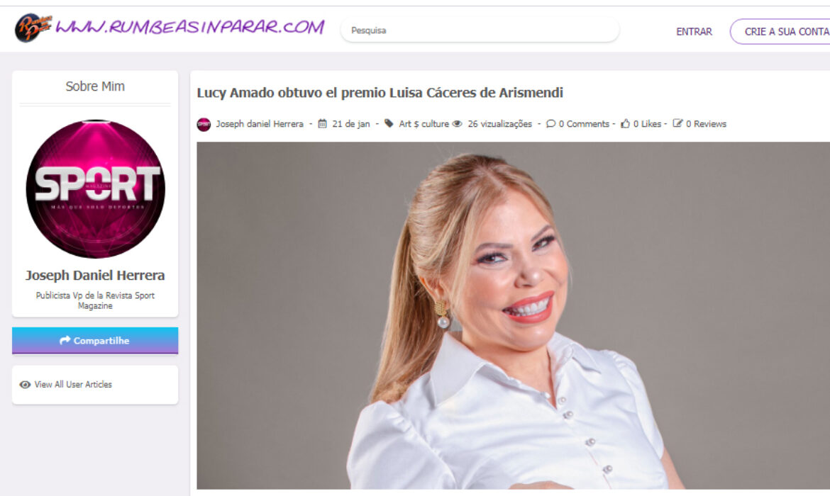Lucy Amado obtuvo el premio Luisa Cáceres de Arismendi